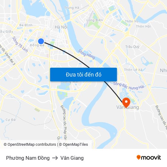 Phường Nam Đồng to Văn Giang map