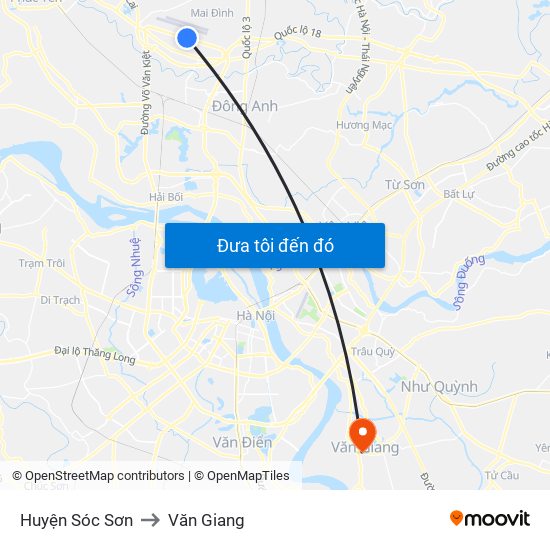 Huyện Sóc Sơn to Văn Giang map