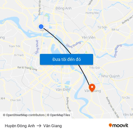 Huyện Đông Anh to Văn Giang map