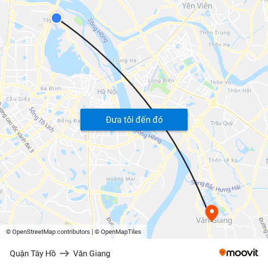 Quận Tây Hồ to Văn Giang map