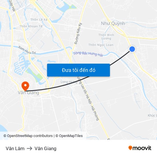 Văn Lâm to Văn Giang map