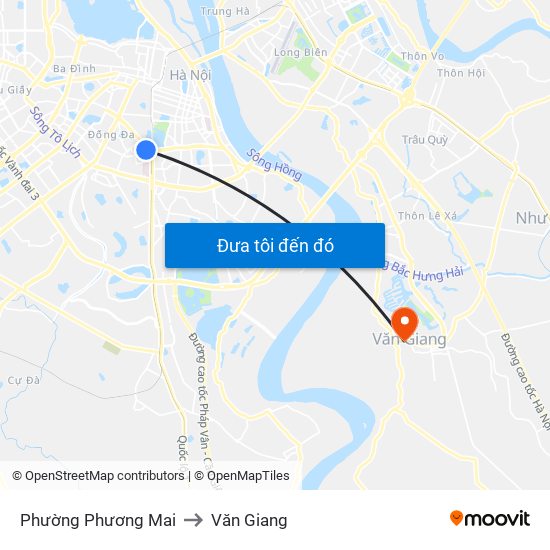 Phường Phương Mai to Văn Giang map