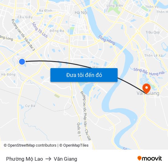 Phường Mộ Lao to Văn Giang map