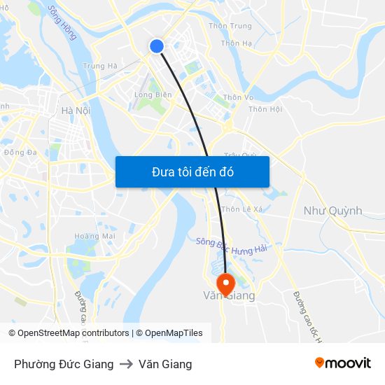 Phường Đức Giang to Văn Giang map