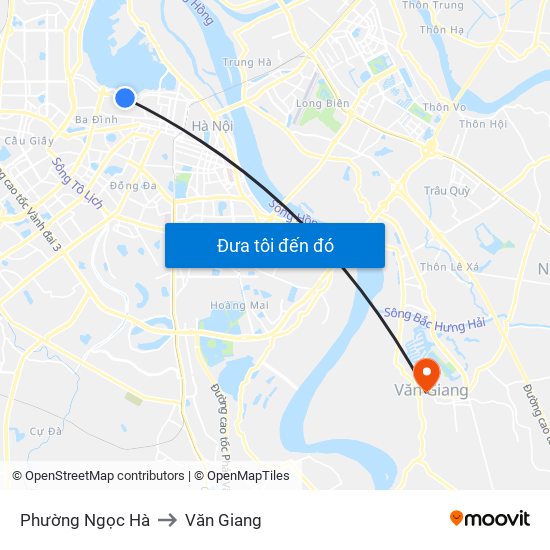 Phường Ngọc Hà to Văn Giang map