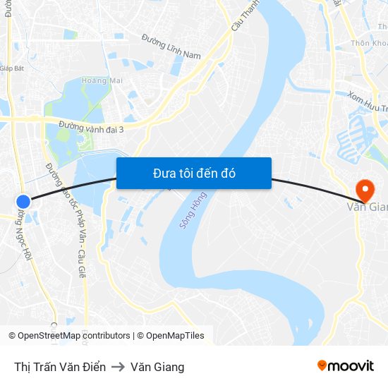 Thị Trấn Văn Điển to Văn Giang map