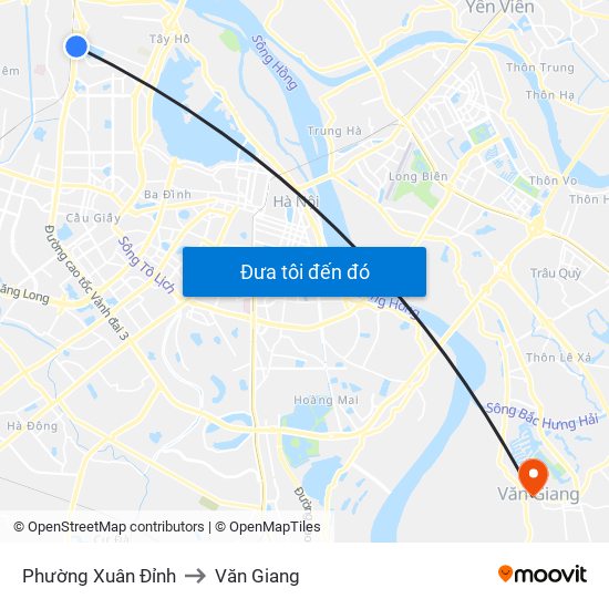 Phường Xuân Đỉnh to Văn Giang map