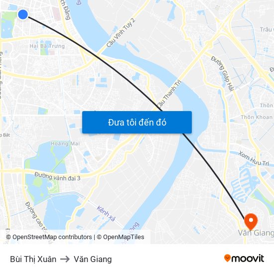 Bùi Thị Xuân to Văn Giang map