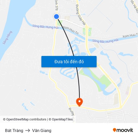 Bát Tràng to Văn Giang map