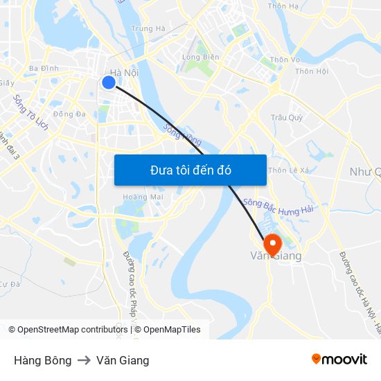 Hàng Bông to Văn Giang map