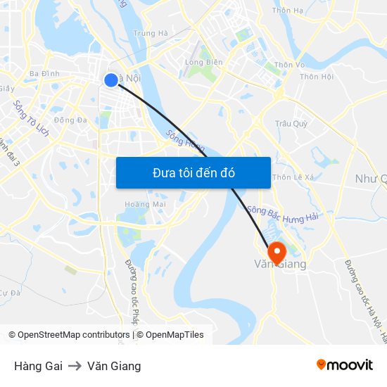 Hàng Gai to Văn Giang map