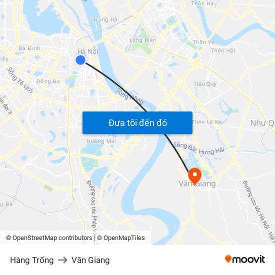 Hàng Trống to Văn Giang map