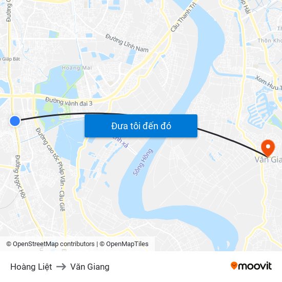 Hoàng Liệt to Văn Giang map