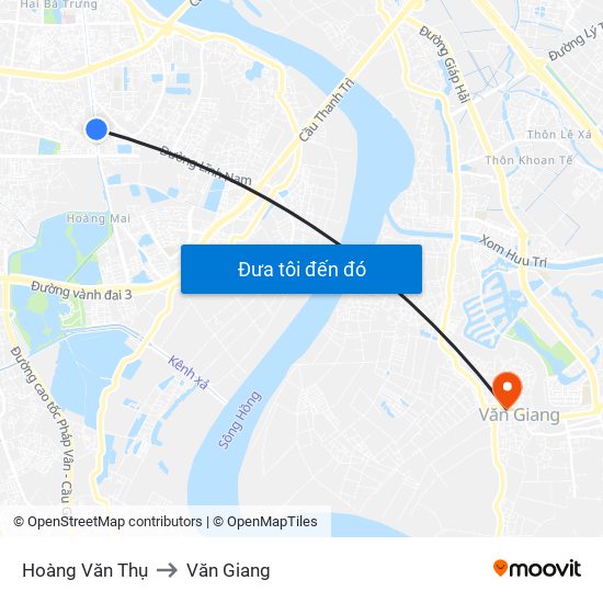 Hoàng Văn Thụ to Văn Giang map