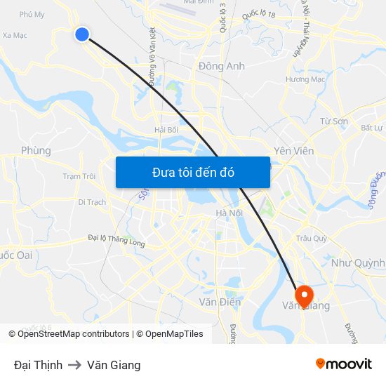 Đại Thịnh to Văn Giang map