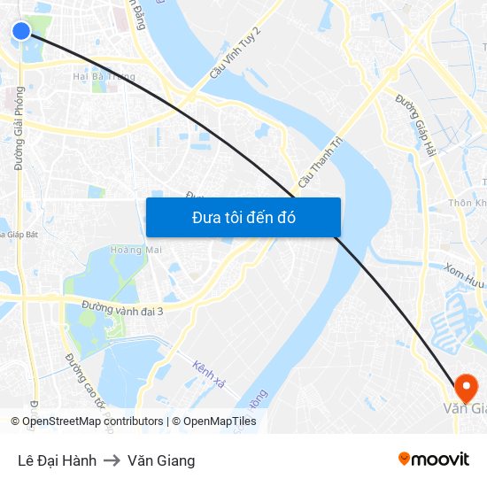 Lê Đại Hành to Văn Giang map