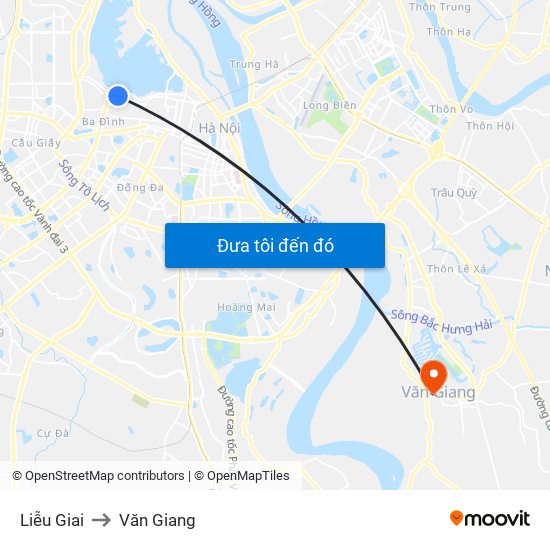 Liễu Giai to Văn Giang map