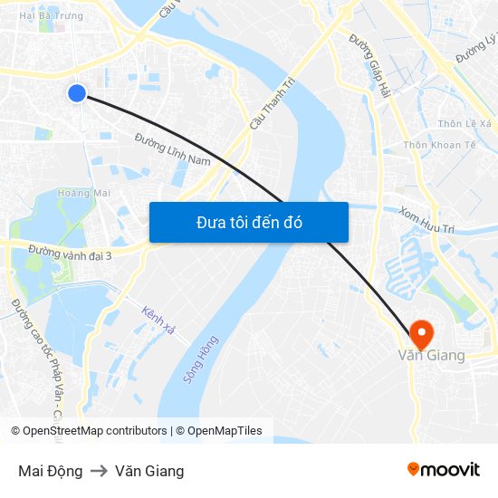 Mai Động to Văn Giang map