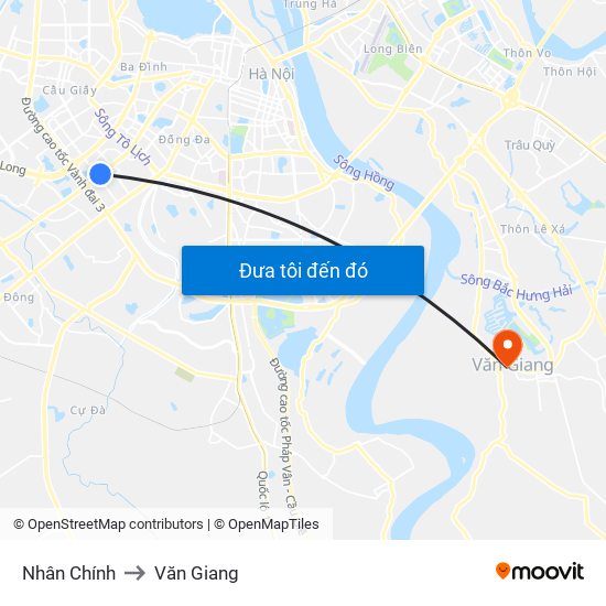 Nhân Chính to Văn Giang map
