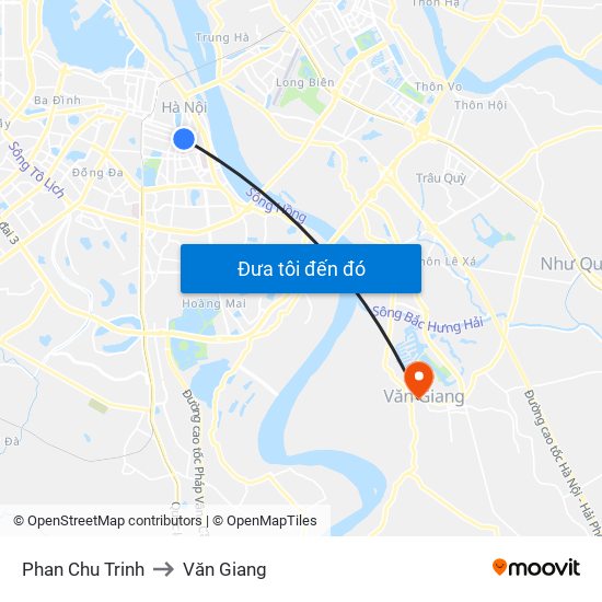 Phan Chu Trinh to Văn Giang map