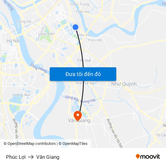 Phúc Lợi to Văn Giang map