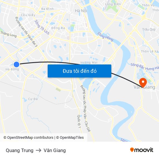 Quang Trung to Văn Giang map