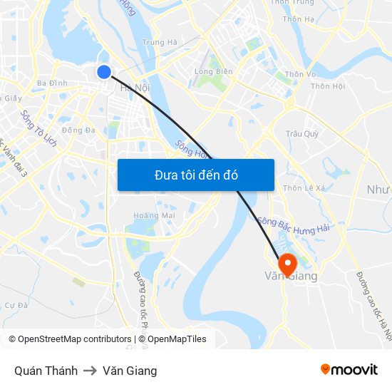 Quán Thánh to Văn Giang map