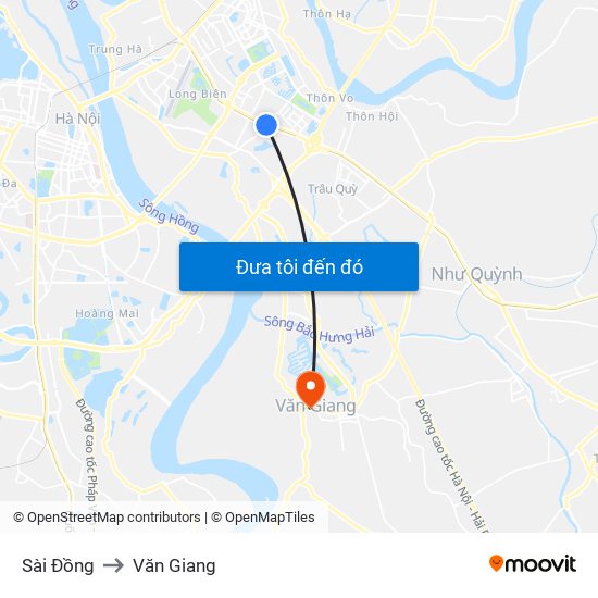 Sài Đồng to Văn Giang map