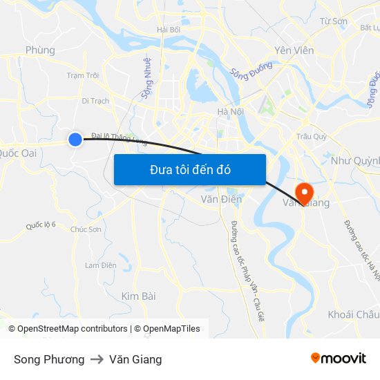 Song Phương to Văn Giang map