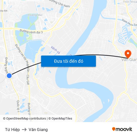 Tứ Hiệp to Văn Giang map
