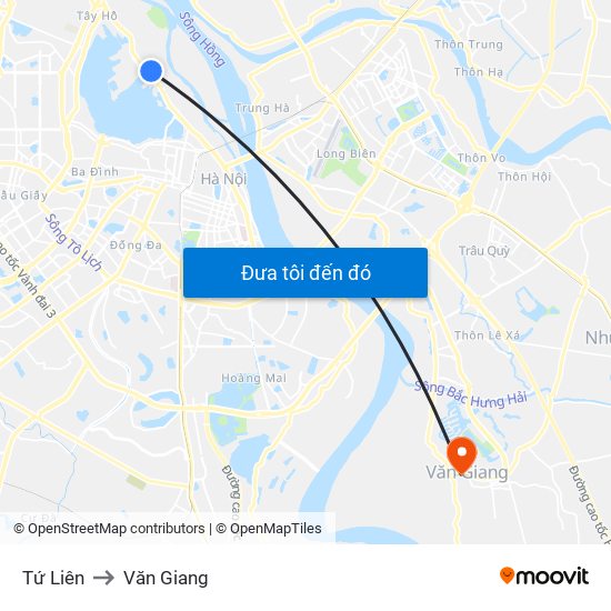Tứ Liên to Văn Giang map