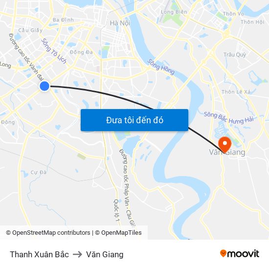 Thanh Xuân Bắc to Văn Giang map