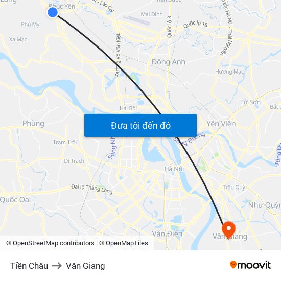 Tiền Châu to Văn Giang map