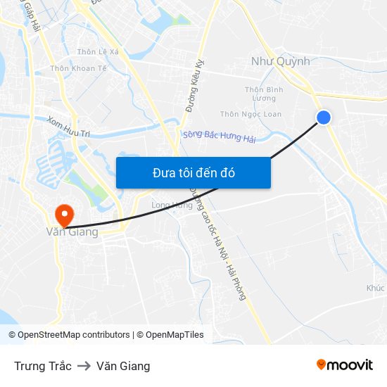 Trưng Trắc to Văn Giang map