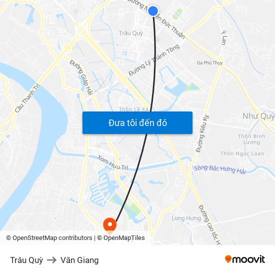 Trâu Quỳ to Văn Giang map