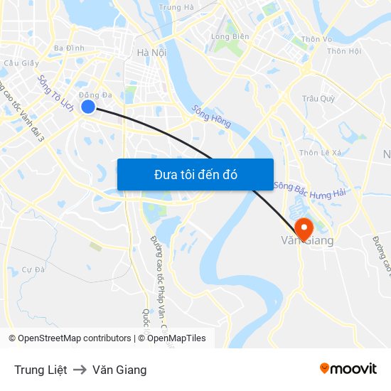 Trung Liệt to Văn Giang map