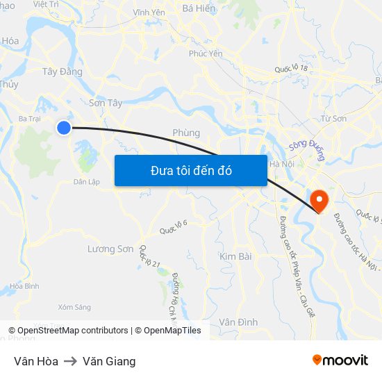 Vân Hòa to Văn Giang map