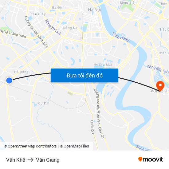 Văn Khê to Văn Giang map