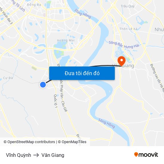 Vĩnh Quỳnh to Văn Giang map