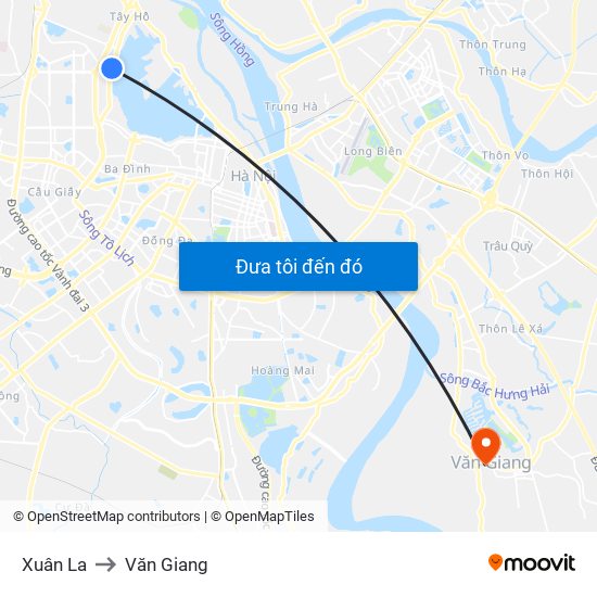 Xuân La to Văn Giang map