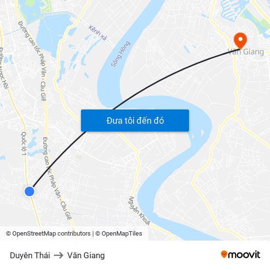 Duyên Thái to Văn Giang map