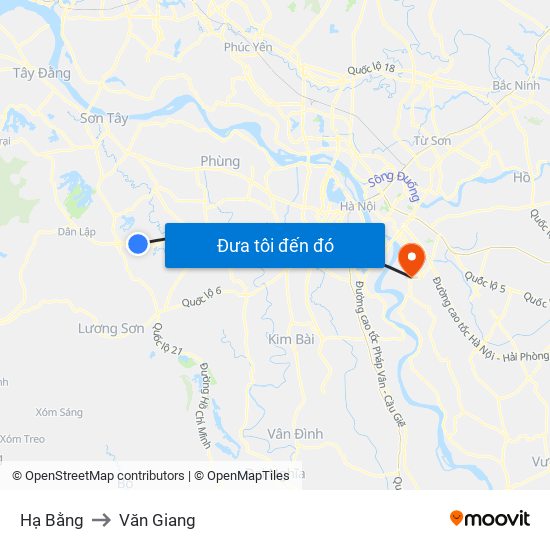 Hạ Bằng to Văn Giang map