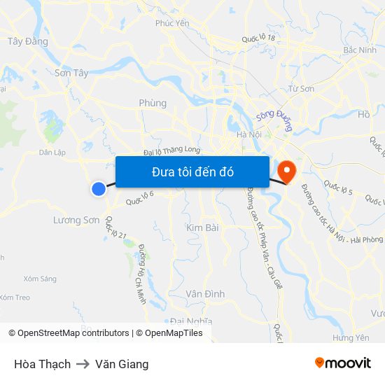 Hòa Thạch to Văn Giang map
