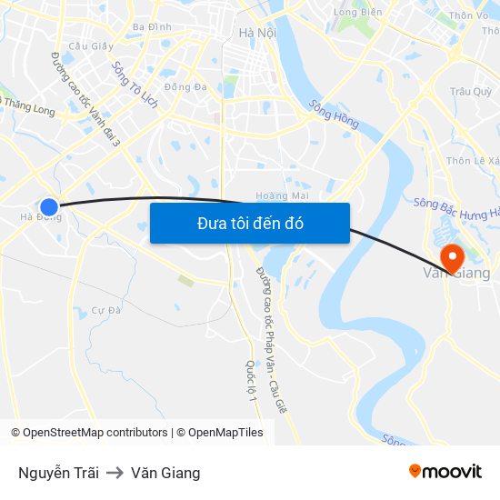Nguyễn Trãi to Văn Giang map
