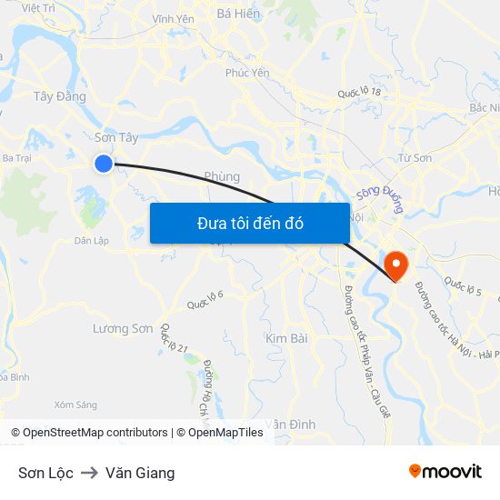 Sơn Lộc to Văn Giang map