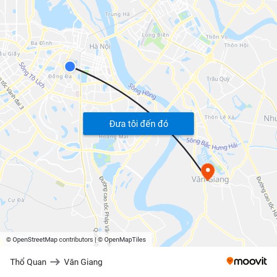 Thổ Quan to Văn Giang map