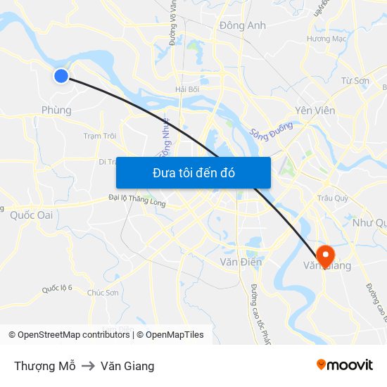 Thượng Mỗ to Văn Giang map