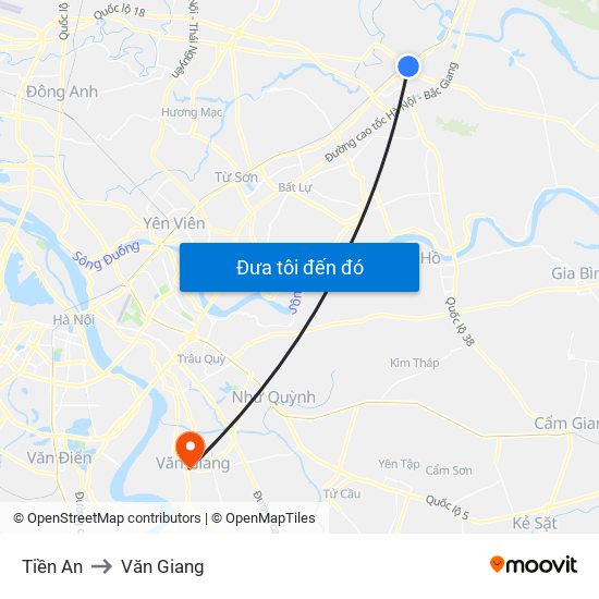 Tiền An to Văn Giang map