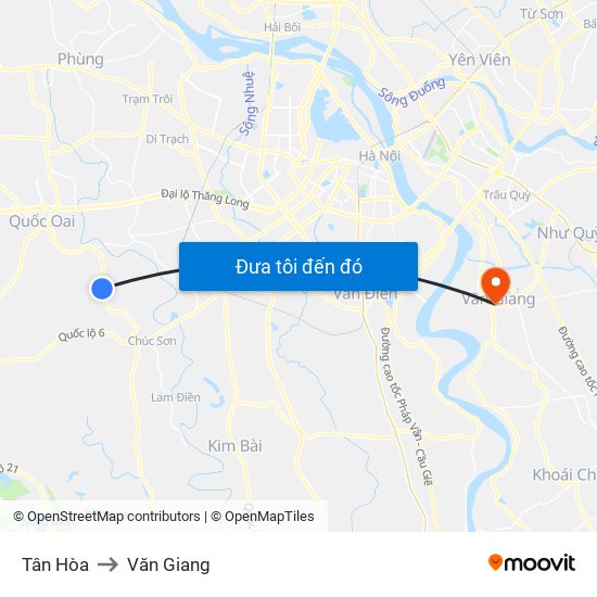 Tân Hòa to Văn Giang map