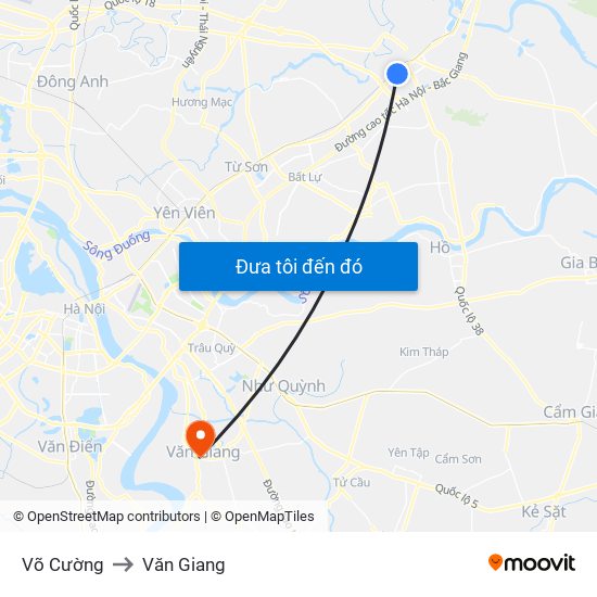 Võ Cường to Văn Giang map